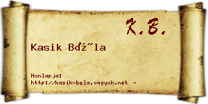 Kasik Béla névjegykártya